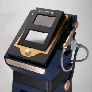The Sylfirm X radiofrequency microneedling device in a clinical setting at Skincare Sommelier Beauty Lab & Med Spa, Forest Hills, NY.