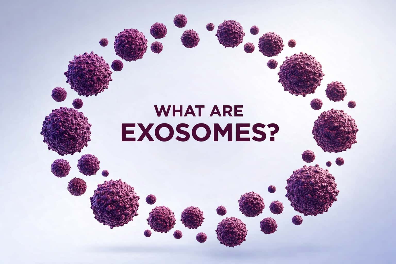 A high-quality graphic representation of exosomes used in regenerative skincare therapy at Skincare Sommelier NYC.