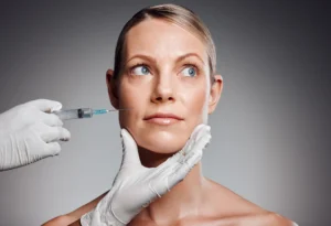 A licensed aesthetic specialist performing a precise Sculptra cheek injection at Skincare Sommelier Beauty Lab & Med Spa in NYC.