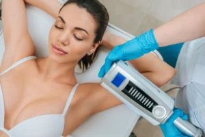 A client receiving Endosphere therapy on her arms for skin tightening and body sculpting at Skincare Sommelier NYC.